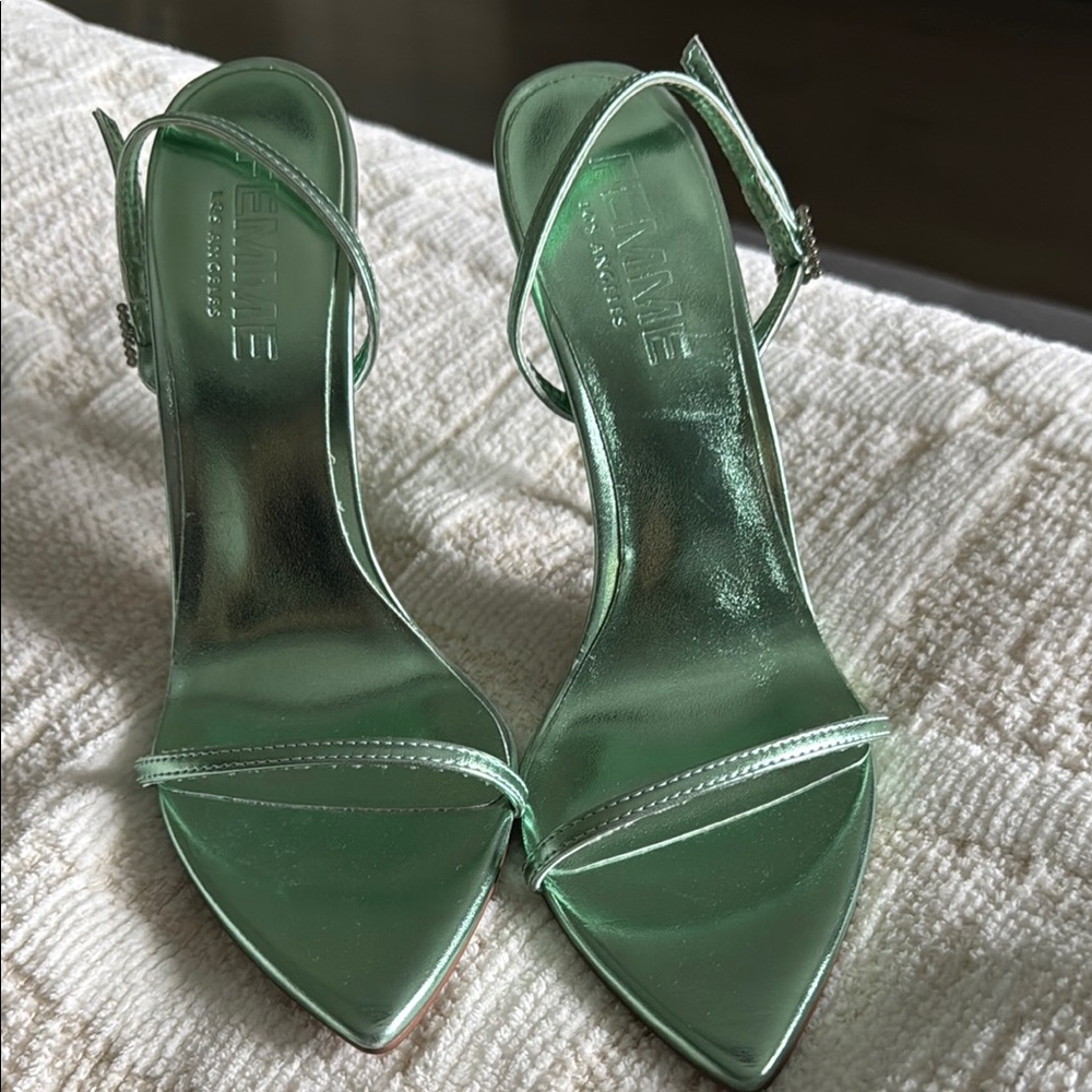 La Femme Green Stiletto Heels Elegant Design